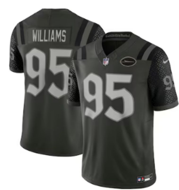 Men 2025 Nike New York Jets #95 Williams green Throwback Limited NFL Jersey style 003